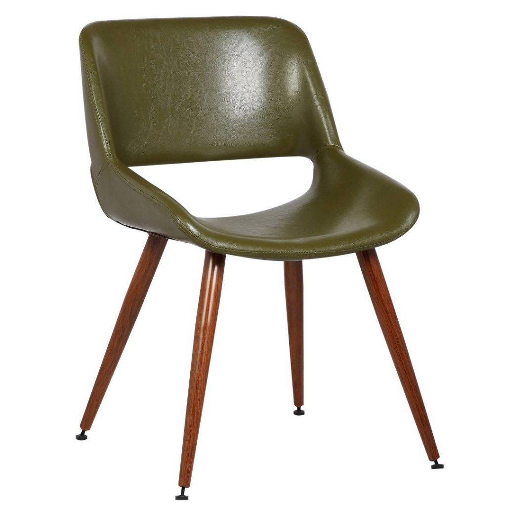 Leather Green Mid Century Dining Chair