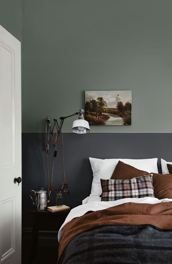 10 Rooms With Colour Done The Right Way! Moody-Two-Tone-Bedroom-