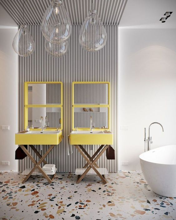 10 Interior 2020 Trends That Will Be Carrying On Next Year - Terrazzo Bathroom Interior