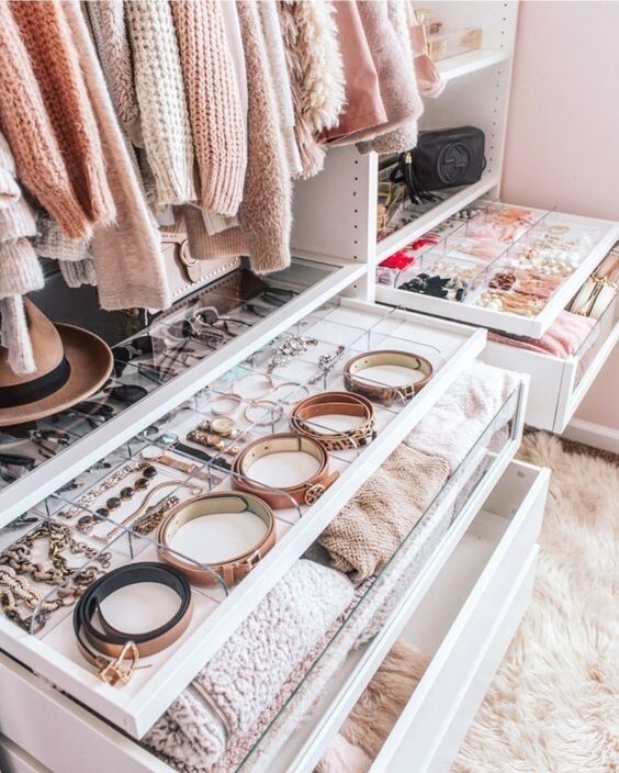 16 Stylish Wardrobe Ideas That Use The Ikea Pax - organised accessory drawers