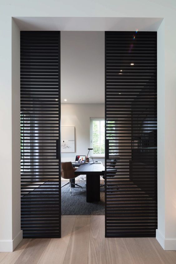 15 Interior Sliding Door Designs You'll Love - Modern Black Office Doors