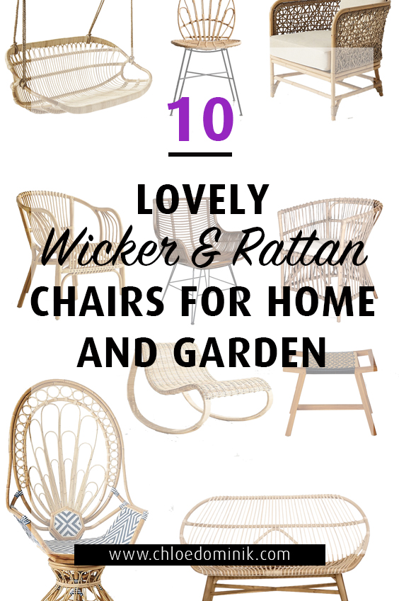 Wicker and rattan furniture is gaining its popularity again. Versatile and durable enough to be used indoor or outdoor there are lots of styles to choose from here are 10 of the best rattan and wicker chairs for inside the home or out in the garden. #rattanchair #wickerchair #rattanfurniture #wickerfurniture @chloedominik