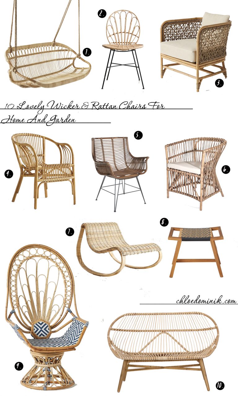Wicker and rattan furniture is gaining its popularity again. Versatile and durable enough to be used indoor or outdoor there are lots of styles to choose from here are 10 of the best rattan and wicker chairs for inside the home or out in the garden. #rattanchair #wickerchair #rattanfurniture #wickerfurniture @chloedominik