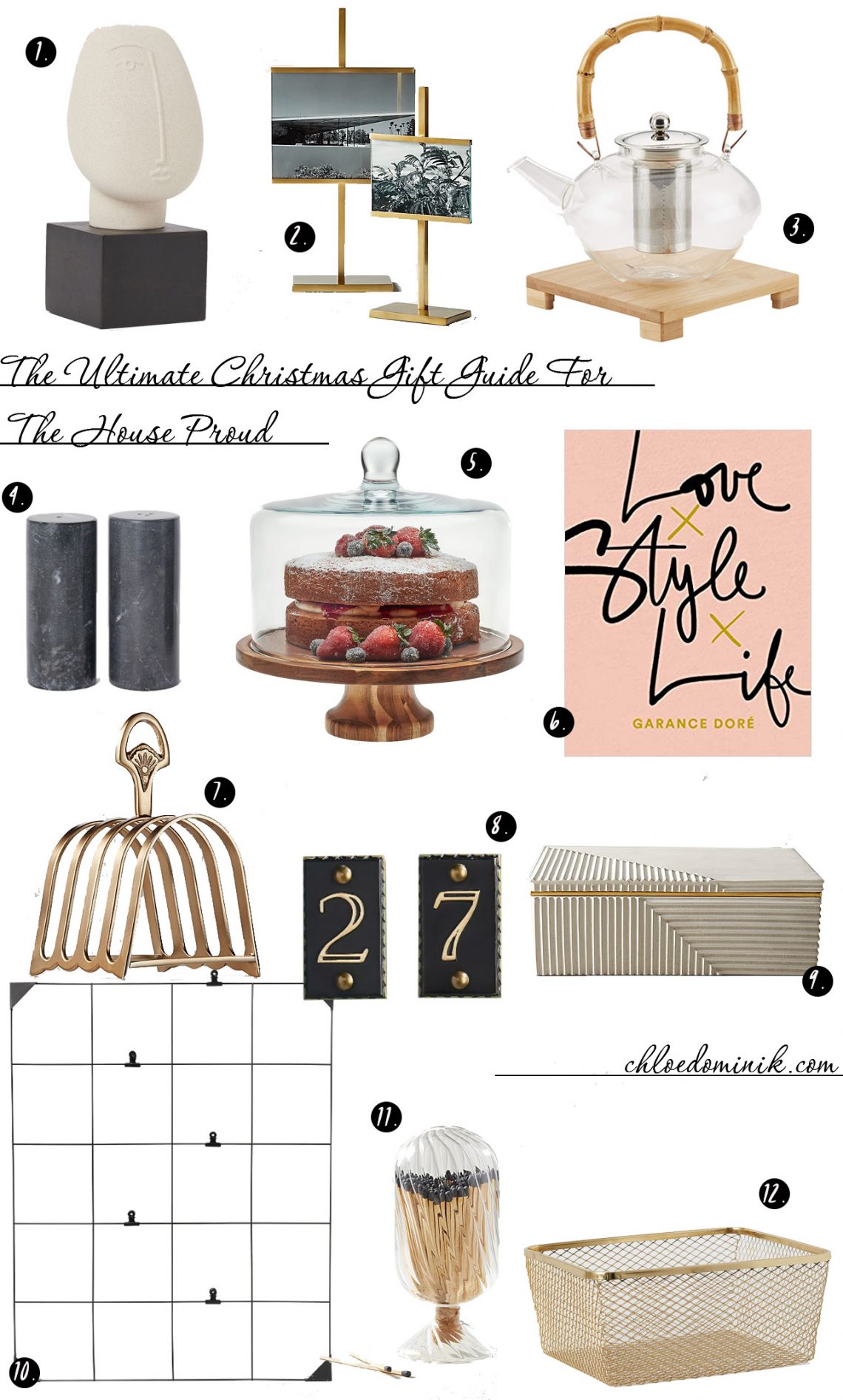 The Ultimate Christmas Gift Guide For The House Proud: It's always nice to put some effort into our homes to make it stylish and welcoming for ourselves and others! Here is the ultimate gift guide for Christmas ideas and presents for those who like to go all out with home decor and styling with some gorgeous pieces for home decor to keep organized and on trend! @chloedominik #houseproudhome #christmasgiftguides #christmasgiftideas #homedecorgifts #homedecorgiftguide #homedecorpresents