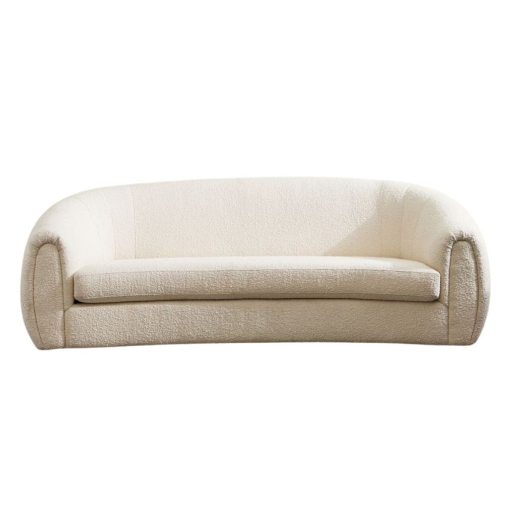 Curved boucle sofa from Anthropologie