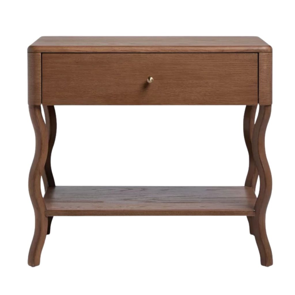 Lasya wavy legs wood Nightstand from Lulu & Georgia. 