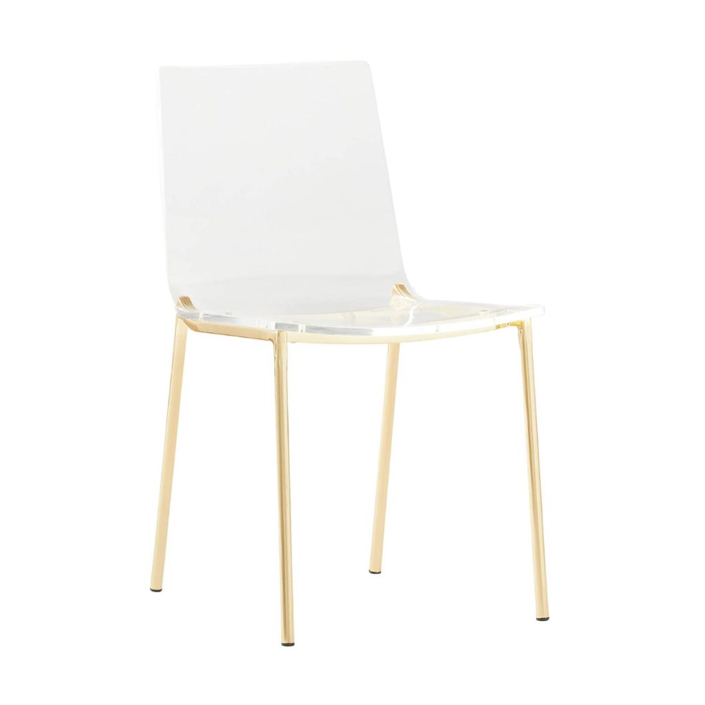 Chiaro Clear Modern Dining Chair Gold Legs - CB2