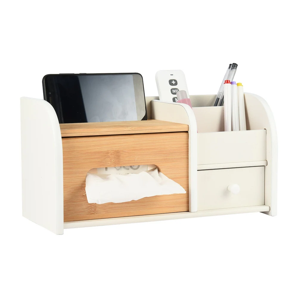 Desktop Organizer With Tissue Box - Overstock 