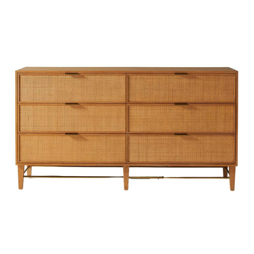 12. Wallace Cane and Oak Six-Drawer Dresser - Anthropologie
