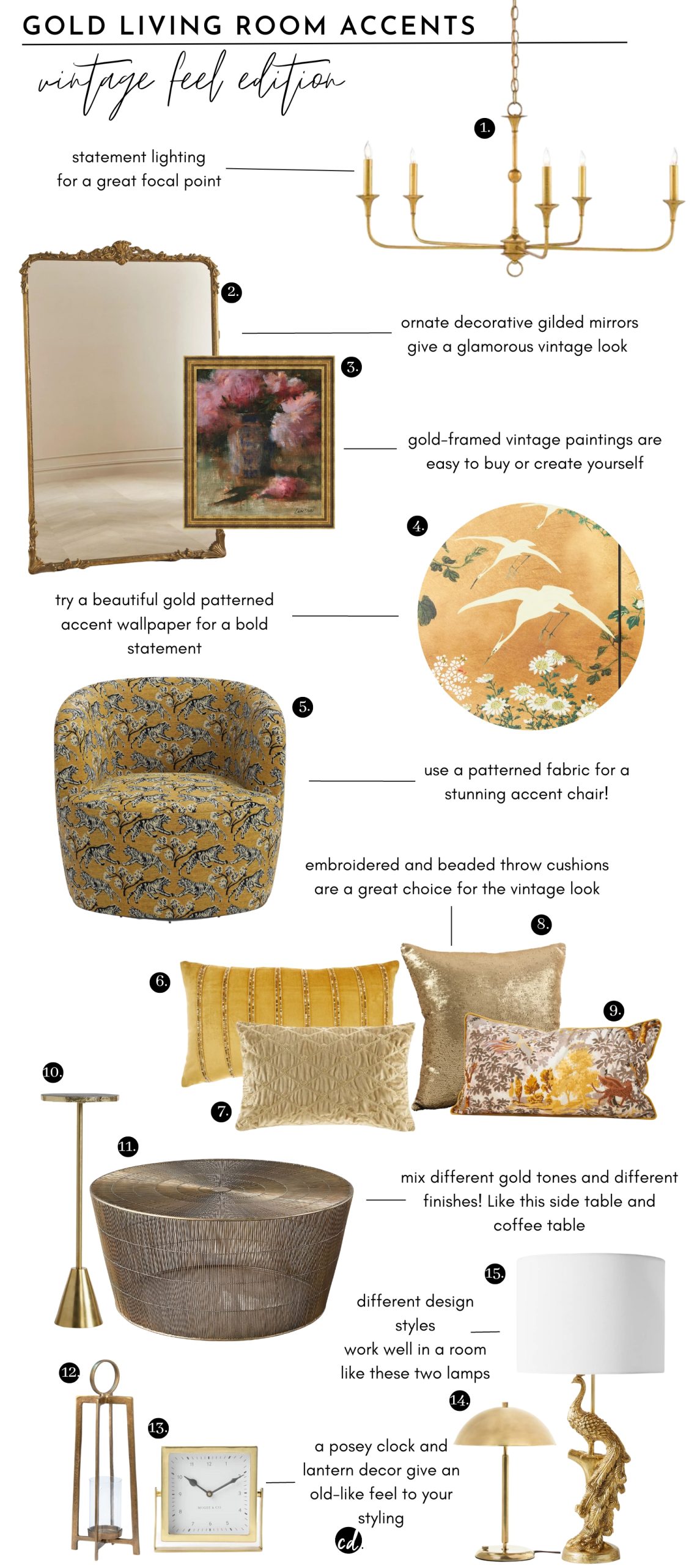 Beautiful Gold Living Room Accents