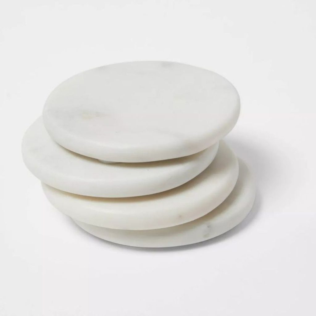 4pk Marble Coasters White - Target 