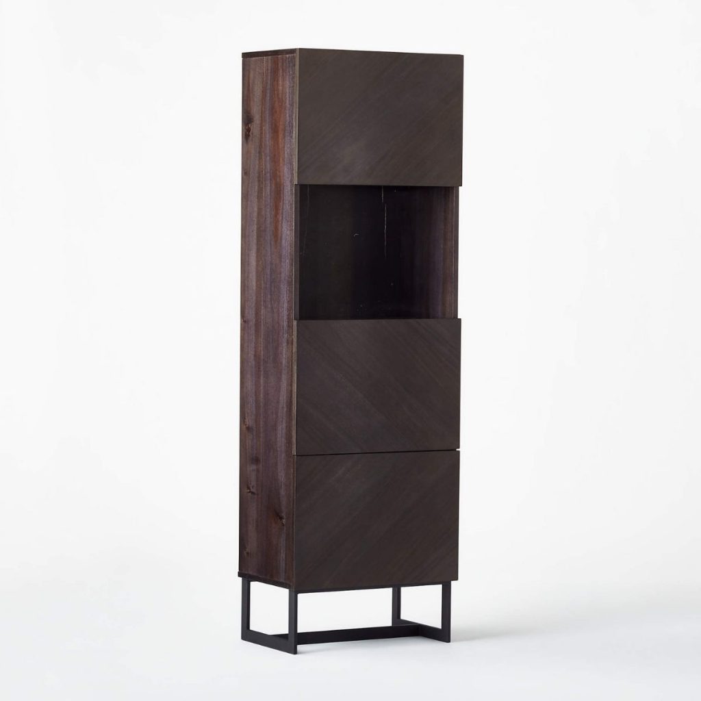 Suspend Black Marble and Dark Wood Cabinet from CB2