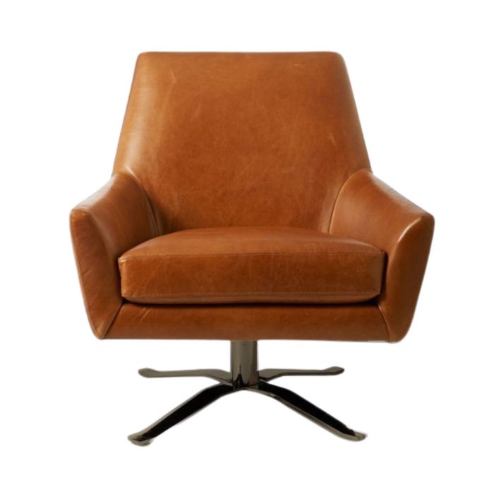 Lucas Leather Swivel Chair - West Elm