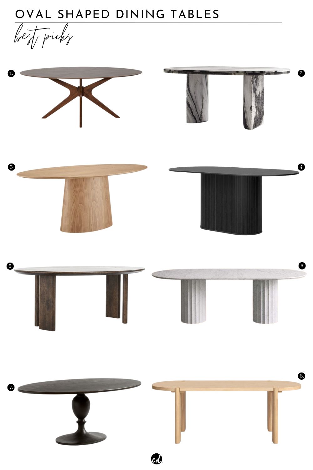oval-shaped-dining-tables-best-picks
1 Nestor 75'' Oval Dining Table || 2. Julius 72" Oval Marble Dining Table || 3. Beth Oval Dining Table || 4. Iris 71'' Oval Dining Table || 5. Remmi Oval Dining Table || 6. Danae Stone Dining Table || 7. Chapman Oval Bistro Table || 8. Katia 91" Solid Wood Dining Table